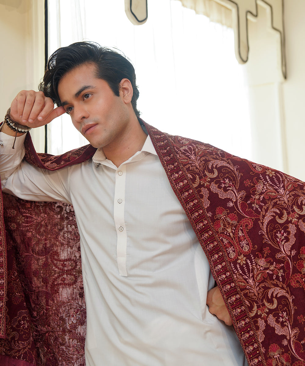 Unisex Embroidered Karandi Shawl | SHK-780