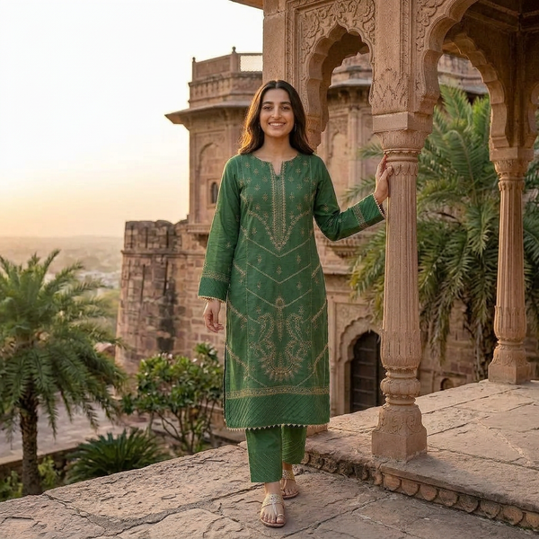 2-Piece Lawn Suit COM-EMB-012