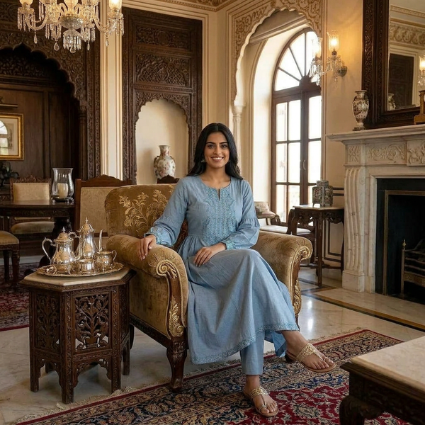 2-Piece Lawn Suit COM-EMB-019