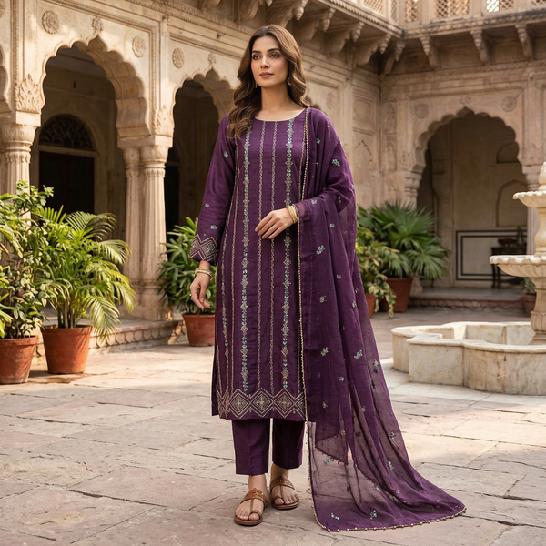 3-Piece Lawn Suit LFT-014