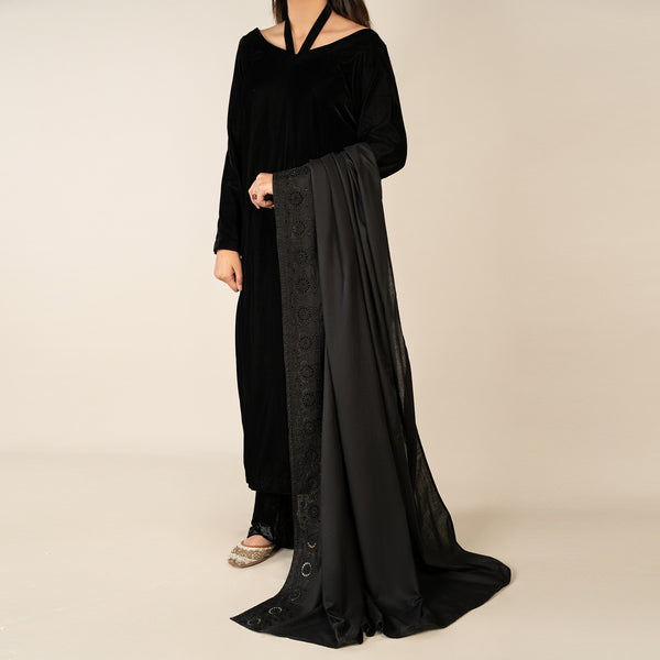 Wrinkle free Lawn Shawl SH-601 BLACK