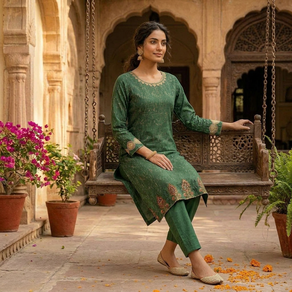 2-Piece Lawn Suit COM-PRINT-022 Green